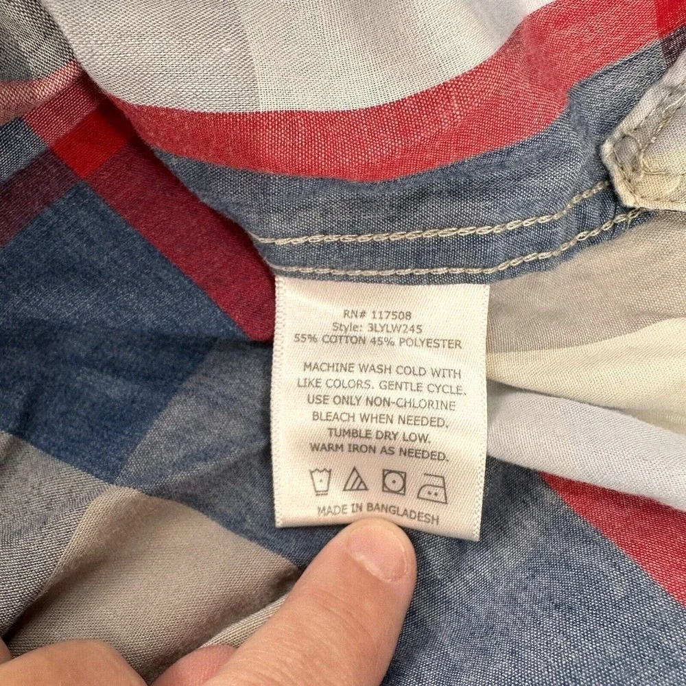 Levis Mens‎ XXL Plaid Button-Up Shirt In Red/Blue/Beige Western Preppy Cowboy
